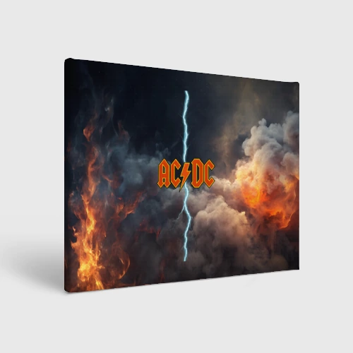 Холст прямоугольный ACDC логотип группы с молнией