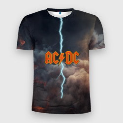 Мужская футболка 3D Slim ACDC логотип группы с молнией