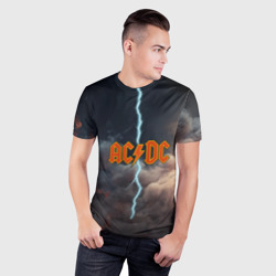 Мужская футболка 3D Slim ACDC логотип группы с молнией - фото 2