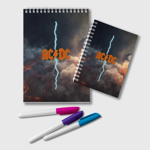 Блокнот ACDC логотип группы с молнией