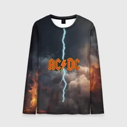 Мужской лонгслив 3D ACDC логотип группы с молнией