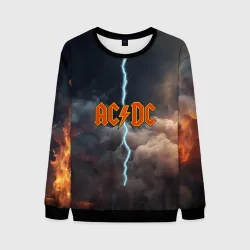 Мужской свитшот 3D ACDC логотип группы с молнией