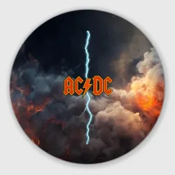 Круглый коврик для мышки ACDC логотип группы с молнией
