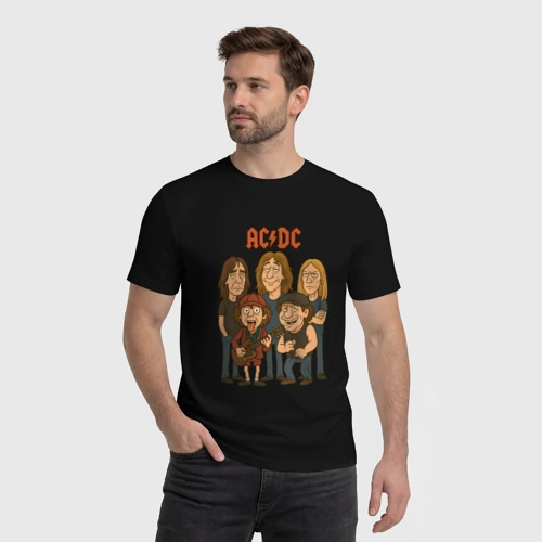 Мужская футболка хлопок с принтом ACDC карикатура, фото на моделе #1