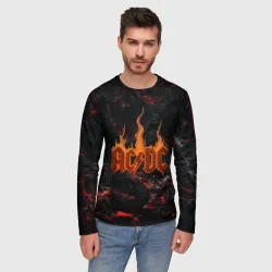 Мужской лонгслив 3D ACDC логотип из огня - фото 2
