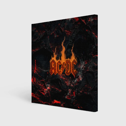 Холст квадратный ACDC логотип из огня