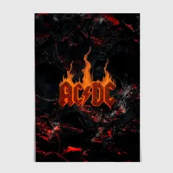 Постер ACDC логотип из огня