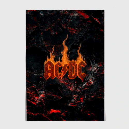 Постер ACDC логотип из огня