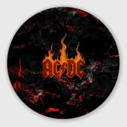 Круглый коврик для мышки ACDC логотип из огня