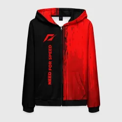 Мужская толстовка 3D на молнии Need for Speed - red gradient по-вертикали