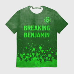 Мужская футболка 3D Breaking Benjamin - green gradient посередине