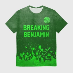 Мужская футболка 3D Breaking Benjamin - green gradient посередине