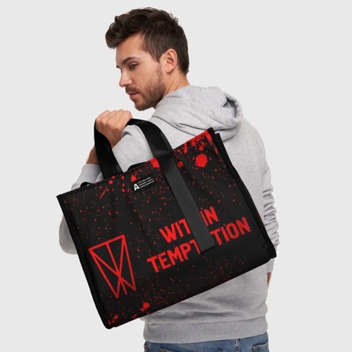 Сумка-шоппер 3D с принтом Within Temptation - red gradient по-горизонтали, фото #6