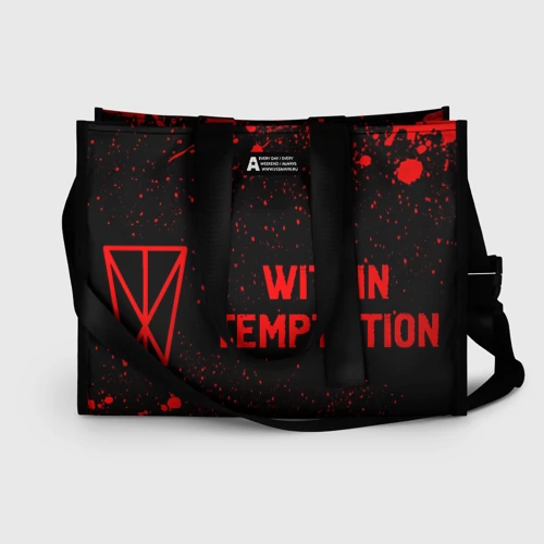 Сумка-шоппер 3D с принтом Within Temptation - red gradient по-горизонтали, вид спереди #2