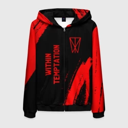 Мужская толстовка 3D на молнии Within Temptation - red gradient вертикально