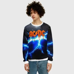 Мужской свитшот 3D ACDC логотип из лавы на молнии - фото 2