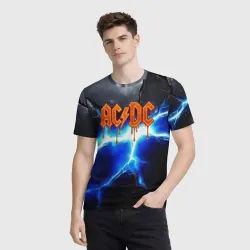 Мужская футболка 3D ACDC логотип из лавы на молнии - фото 2