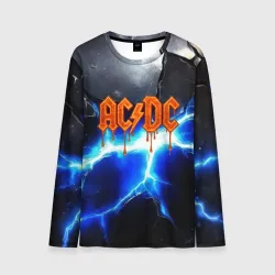 Мужской лонгслив 3D ACDC логотип из лавы на молнии