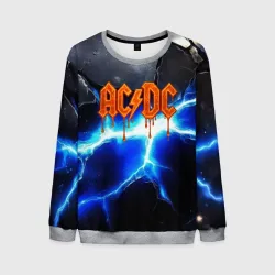 Мужской свитшот 3D ACDC логотип из лавы на молнии