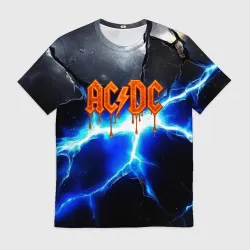 Мужская футболка 3D ACDC логотип из лавы на молнии