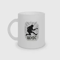 Кружка матовая стеклянная ACDC Ангус Янг в прыжке с гитарой
