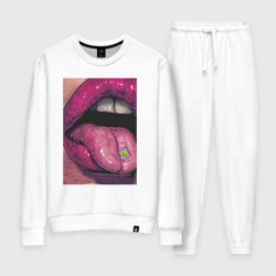 Женский костюм хлопок Губы девушки рисунок