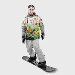 Накидка на куртку 3D Полевые цветы акварель