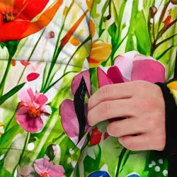 Мужская зимняя куртка 3D Полевые цветы акварель - фото 6