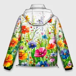 Мужская зимняя куртка 3D Полевые цветы акварель - фото 2