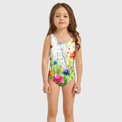 Детский купальник 3D Полевые цветы акварель