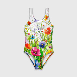 Детский купальник 3D Полевые цветы акварель - фото 2