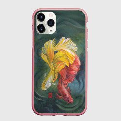Чехол для iPhone 11 Pro Max матовый Рыбки петушки акварель