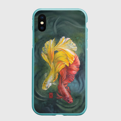Чехол для iPhone XS Max матовый Рыбки петушки акварель