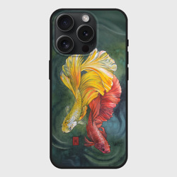 Чехол силиконовый для Apple iPhone 15 Pro матовый Рыбки петушки акварель