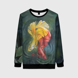 Женский свитшот 3D Рыбки петушки акварель