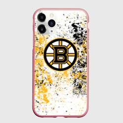 Чехол для iPhone 11 Pro Max матовый Boston Bruins NHL white