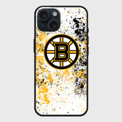 Чехол силиконовый для Apple iPhone 15 матовый Boston Bruins NHL white