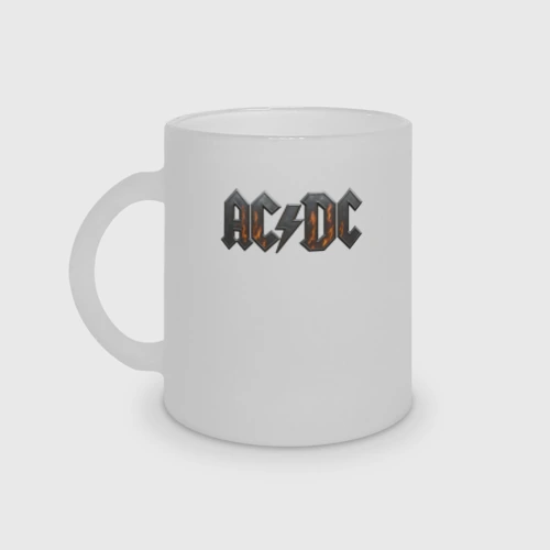 Кружка матовая стеклянная ACDC металлический лого с искрами