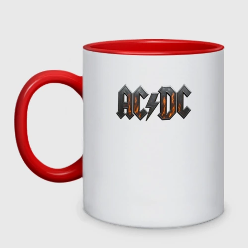 Кружка двухцветная ACDC металлический лого с искрами