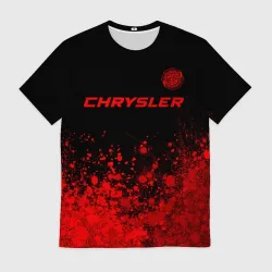 Мужская футболка 3D Chrysler - red gradient посередине