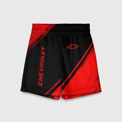 Детские спортивные шорты 3D Chevrolet - red gradient вертикально