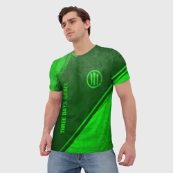 Мужская футболка 3D Three Days Grace - green gradient вертикально - фото 2