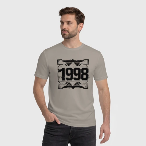 Мужская футболка хлопок с принтом Штамп 1998, фото на моделе #1