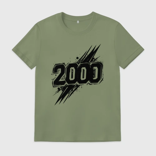 Мужская футболка хлопок с принтом 2000 в стиле граффити, вид спереди #2