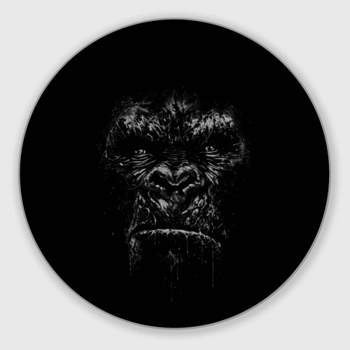 Круглый коврик для мышки Gorilla face in the dark