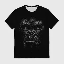 Мужская футболка 3D Gorilla face in the dark