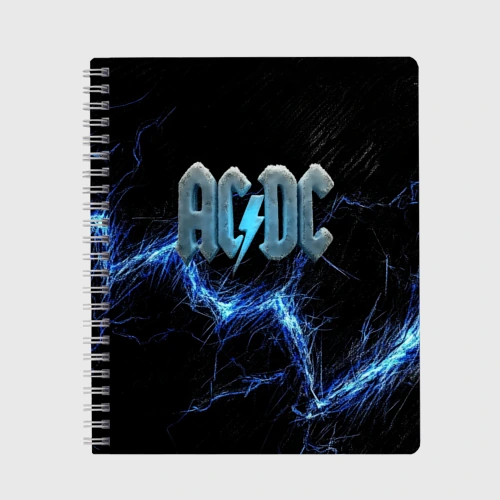 Тетрадь ACDC логотип ледяной с молнией