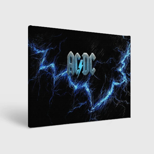 Холст прямоугольный ACDC логотип ледяной с молнией