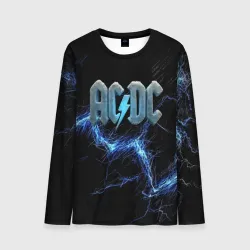 Мужской лонгслив 3D ACDC логотип ледяной с молнией