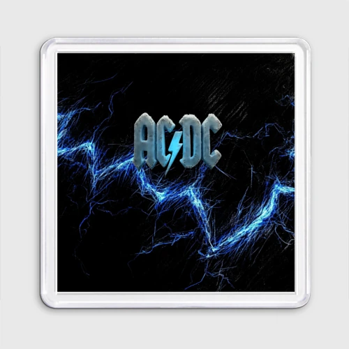 Магнит 55*55 ACDC логотип ледяной с молнией